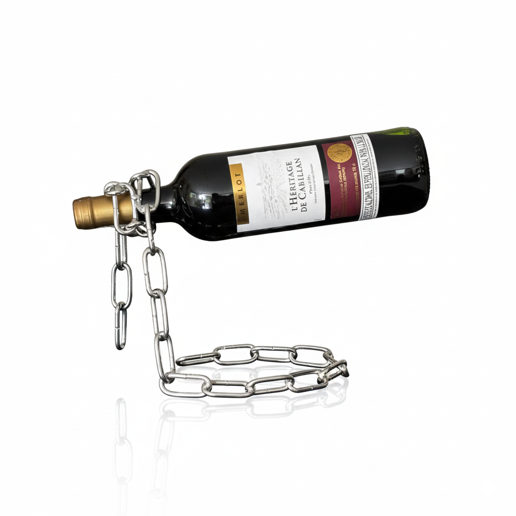 Soporte de vino en cadena flotante metálica